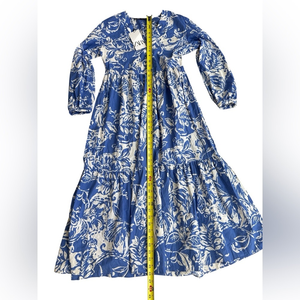 Zara New with Tags Blue Floral Maxi Dress - Picture 10 of 10